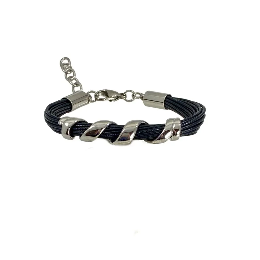 Stainless Steel Twist on Black Band - Picture 3 of 4